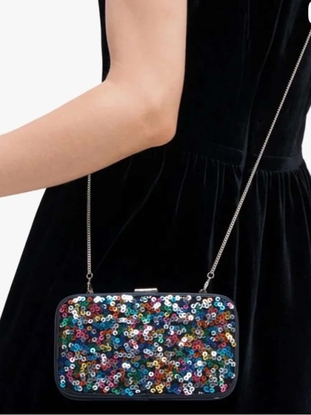 NEW kate spade New York Tonight Black/Multicolor Sequin Clutch/Crossbody
